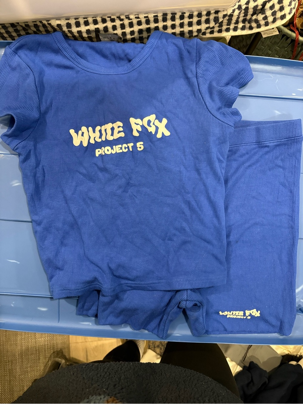 White Fox Project 5 Blue Ribbed Lounge Set